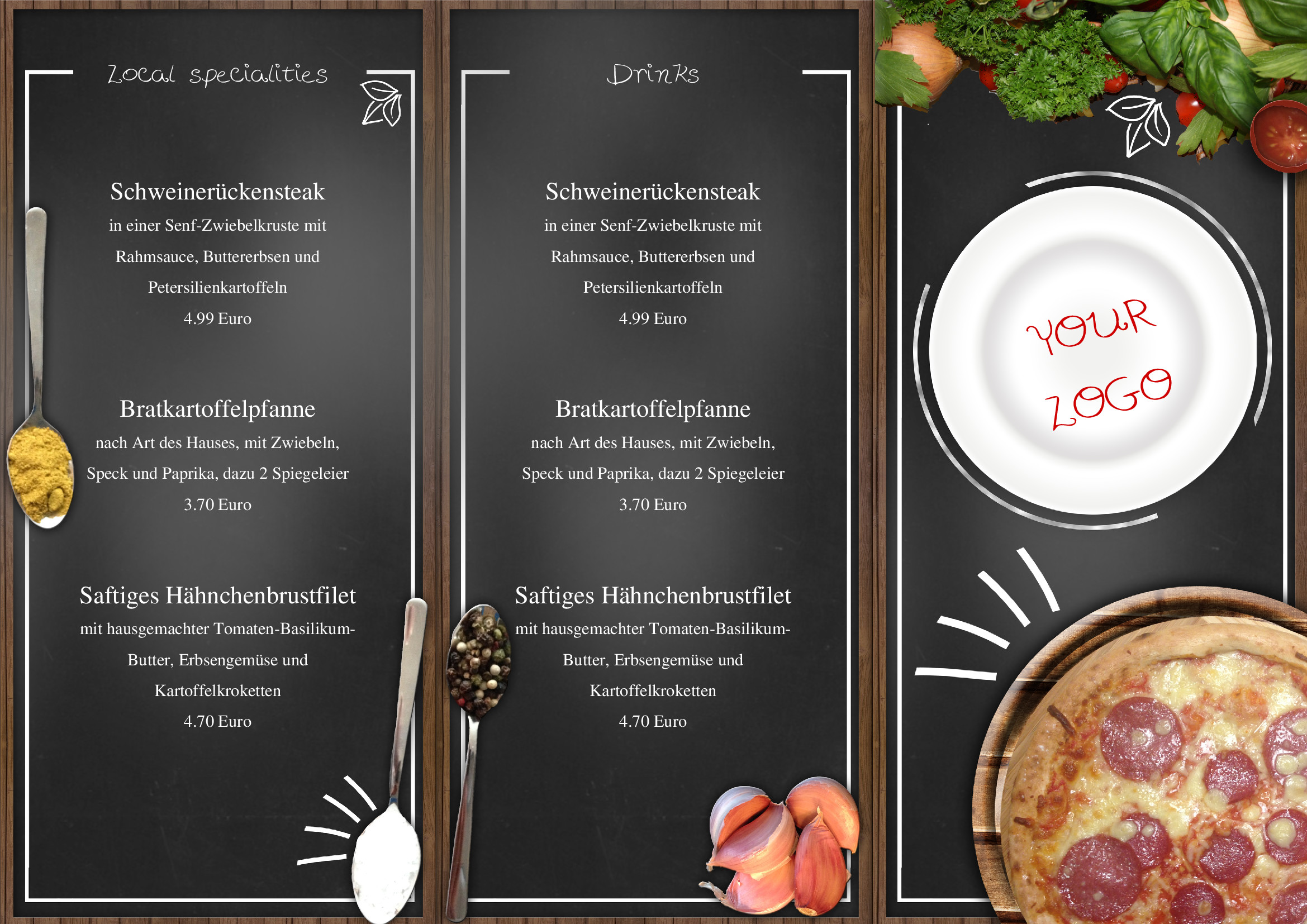 Speisekarten und Menükarten: italienische Speisekarte ♨