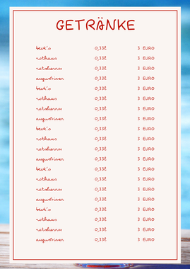 Speisekarten Und Menukarten Sommer Menu Vorlage